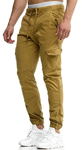 Indicode Herren Levy Cargohose aus Baumwolle mit 6 Taschen und Kordelzug | Robuste Herrenhose für Alltag und Outdoor mit 6 Taschen, flexiblem Bund, Freizeithose, Arbeitshose, Funktionshose für Männer