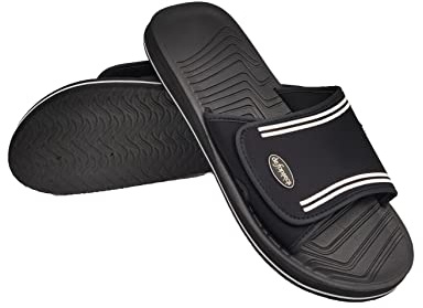de fonseca Ciabatte Classiche Uomo Modello Amalfi, Fascia a Strappo, Suola Anatomica Extra Light, Fondo AntiGraffio, per Casa, Mare (Nero, Sistema Taglie Calzature EU, Adulto, Numero, Media, 43)