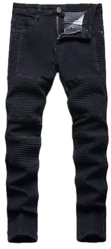 Echinodon Boys Motorcycle Jeans Kids Motorbike Denim Pants Skinny Stretch Jeans Trousers Black 8