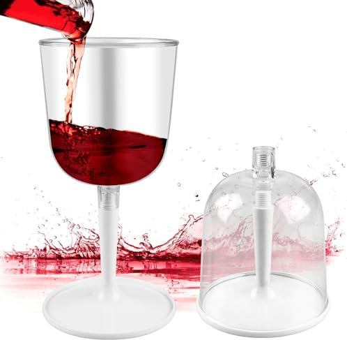 WANDGU 2 Stück Weingläser Kunststoff: Camping Weinglaser Wiederverwendbare, Tragbar Moderne Rotweingläser, Spülmaschinenfeste Weingläser für Party Camping Festivals Picknicks