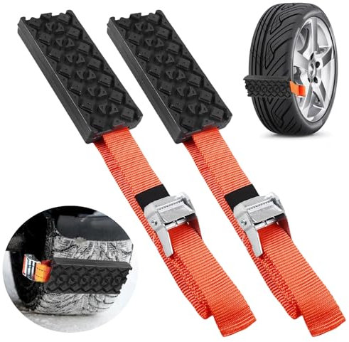 Bordeag 2 Stück Rad-Reifenkette, Anfahrhilfe Wohnmobil Traktionshilfe Gripmatte Anfahrhilfe Sandbleche Offroad Schneeketten Traktionsmatte Traktionsband Reifen-Traktionsgerät Für Alle Reifenarten