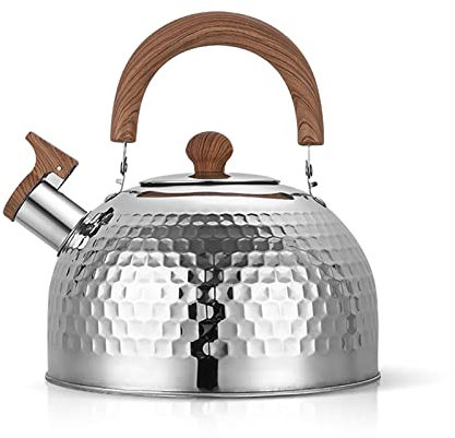 Whistling Tea Kettle, Stove Top Stainless Steel Tea Kettle Water Teapot Boilers Stainless Steel Art Line Black Kettle (Hammer)