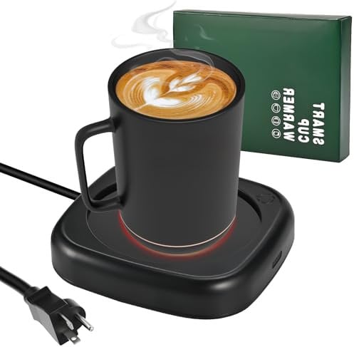 Faburo Coffee Mug Warmer, Cup Warmer for Desk Smart Cup Warmer 8hrs Auto Shut Off, Electric Beverage Warmer with 2 Temp Settings Heating Coffee, Tea, Milk for Office Home