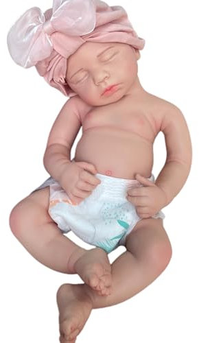 Oppaionaho Realistische Babypuppen aus Silikon, voller Körper, für Mädchen, 43,2 cm (17 Zoll), weiche Babypuppe, Geschenk für Kinder ab 3 Jahren (Kaukasian)