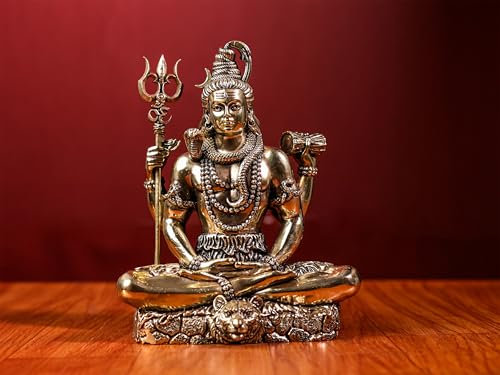 UGRA Shiva-Statue aus Messing, 18 cm, mittelgroß, Messing-Skulptur, Shiv-Figur