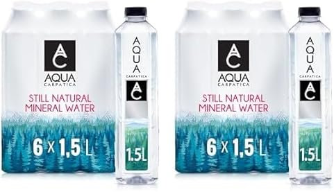 AQUA CARPATICA 1.5L x 12 (6x2) Still Water Premium Natürliches Mineralwasser, Mit Natürlichen Elektrolyten, 100% Recycelbar, BPA Frei, Ohne Kohlensäure, Perfekt für die Zubereitung von Babynahrung