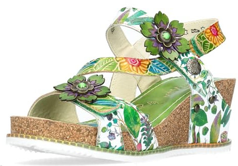 LAURA VITA Sandales Mode Femme Bonito 27, Pointure:38 EU, La Couleur:Vert