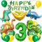 Dino Geburtstag Deko 3 Jahre, XXL Dinosaurier Deko Kindergeburtstag, Geburtstagsdeko Jungen 3 Jahre, Folienballon Dino 3 mit Happy Birthday Banner für Dinosaurier Party Kindergeburtstag
