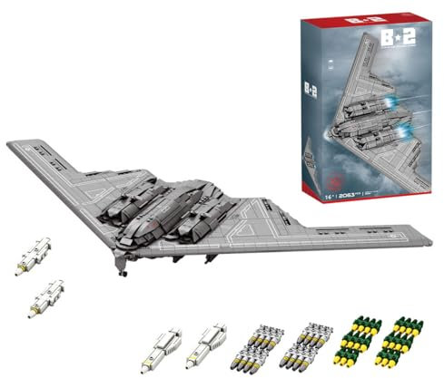 Lunaro B-2 Bomber Klemmbausteine Modellbausatz, Militärflugzeug Tarnkappenbomber Spielzeug mit Waffen 1:70 Technik Kampfjet Bausteine, Luftwaffe Modell für Erwachsene & Sammler (2063 Teile)