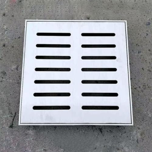304 Stainless Steel Drain Grates Outdoor Sewer, 10 20 30 40 50 60 Cm Long Rectangle Gutter Cover Drain W/Frame for KitchensLandscapeDeck, Driveway Water Diverter, Floor Drain System(15x15x2cm/5.9x