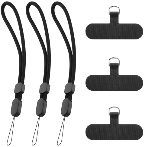 3 Pack Hand Wrist Strap Lanyard mit 3 Handy Patch Pad, Einstellbare Nylon Phone Lanyards Adjustabe Kurze Handgelenk Band für alle Standard Handyhülle, Kamera, Go Pro, Schlüssel