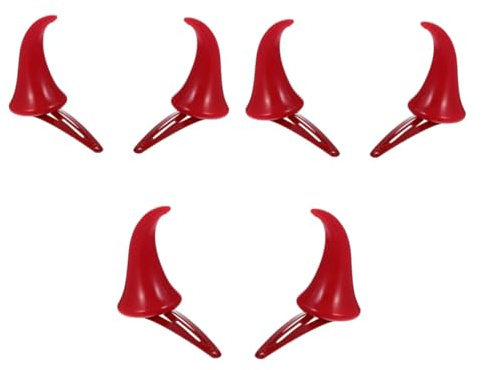 KOMBIUDA 3 Paare Rote Ox Horn Haarklammern Halloween Haarschmuck Teufelshorn Haarspangen für Damen und Mädchen Festliches Kostüm Zubehör mit Sicherem Halt und Einfachem Clip System