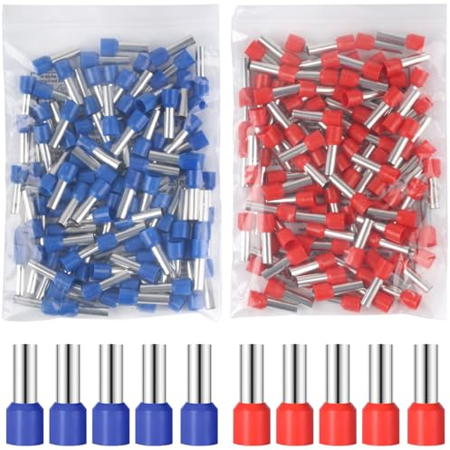 200 Stück Aderendhülsen 16mm2, Rot und Blau Aderendhülsen Set | aderendhülsen 16mm²,Steckverbinder 16mm² x 18mm, Kabelendhülsen Isolierte Kabelschuhe Set, Aderhülsen für Drahtverbindung