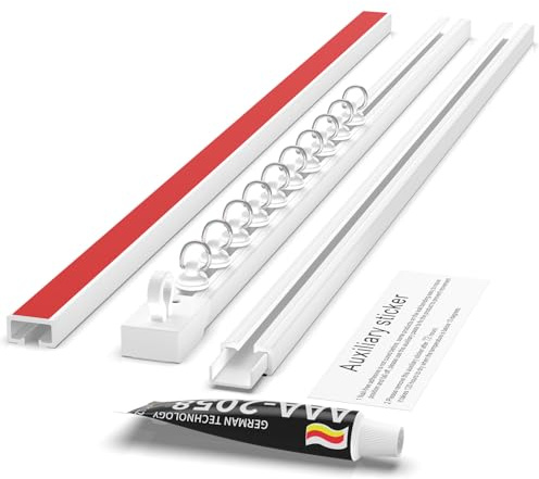 UPDOLIFRIT No Drill Adhesive Curtain Track Ceiling or Wall Mount(1.6M), Ceiling Track Room Divider, Self Adhesive Curtains Rod, Screws or Tools, Curtain Hangers No Damage