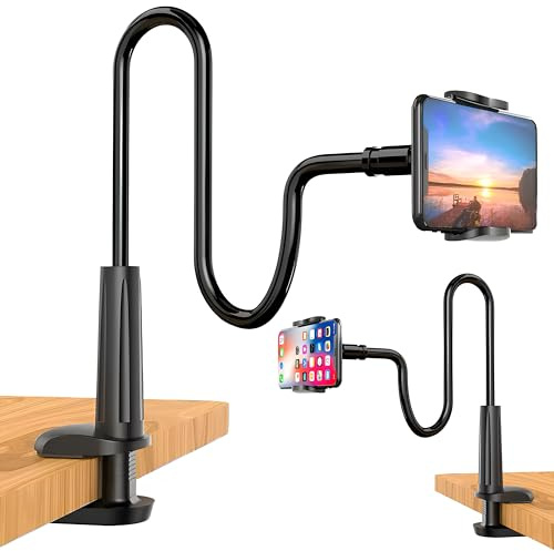 EURANO Soporte para Móvil con Cuello de Cisne 360° Flexible – Pinza Ajustable para iPhone, Samsung, Huawei y Smartphones de 4 a 10,6 | Uso en Mesa, Cama o Escritorio