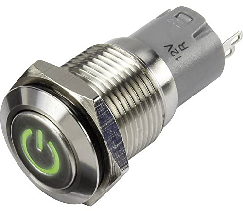 TRU COMPONENTS 1303017 LAS2GQF-11ZDT/G/12V/S/P Druckschalter 48 V/DC 2 A 1 x Ein/Ein rastend Grün IP65 1 St.