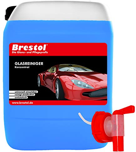 Brestol Glasreiniger Konzentrat 5 Liter inkl. Auslaufhahn 51 mm - Scheibenreiniger Fensterreiniger Spiegelreiniger Glasscheibenreiniger Windschutzscheibenreiniger Autoscheibenreiniger