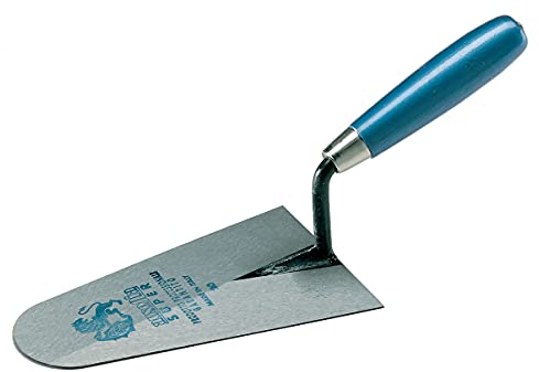 Ausonia - Cazzuola da muratore a punta tonda con lama da 19 Cm e manico legno verniciato per malta e cemento