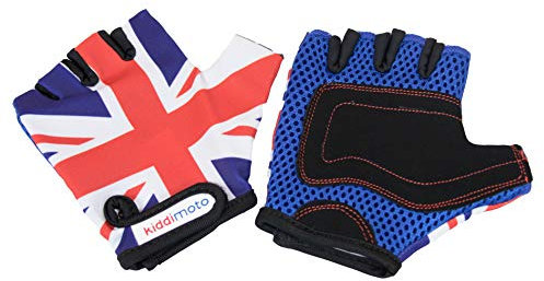 KIDDIMOTO Kinder Fahrradhandschuhe Fingerlose für Jungen und Mädchen/Fahrrad Handschuhe/Bike Kinder Handschuhe - Union Jack Handschuhe - Small