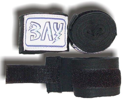 BAY® BW 2,5 Boxbandagen + WICKELANLEITUNG, schwarz, Baumwolle, 2,5 Meter x 5 cm, Box-Bandagen, Handbandagen, Paar, 2 Stück