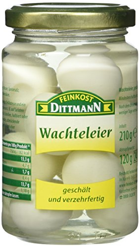 Feinkost Dittmann Wachteleier geschält und verzehrfertig in feinem Aufguss, 1er Pack (1 x 210 g)