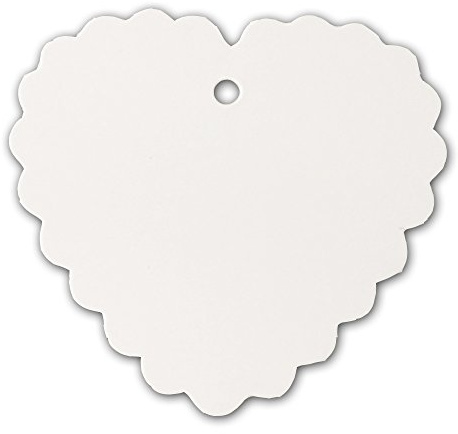 LWR CRAFTS 100 Hang Tags Scalloped Heart with Jute Twines 30m (6.3cm x 6cm, White)