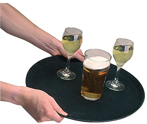 Kristallon Bandeja Redonda Antideslizante Negro 356 mm Fibra de Vidrio Fuente de Servir