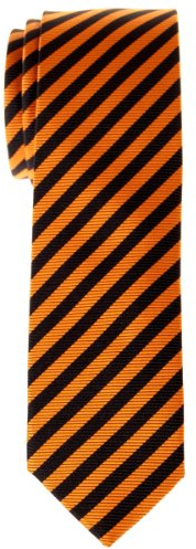 Retreez Herren Schmale Gewebte Krawatte Gestreifte 5 cm - orange und schwarz