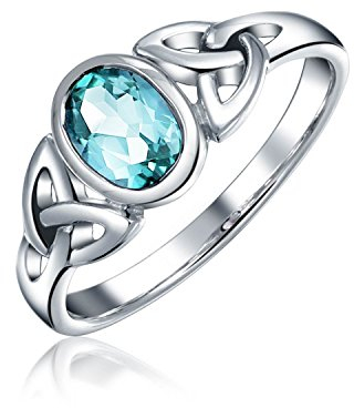 Keltischer Blauer Topas Trinity Knot Triquetra Ring Für Frauen Teen Thin Band Ring .925 Sterling Silber Dezember Geburtsstein