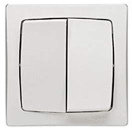 Double poussoir 6A Appareillage saillie complet - Blanc