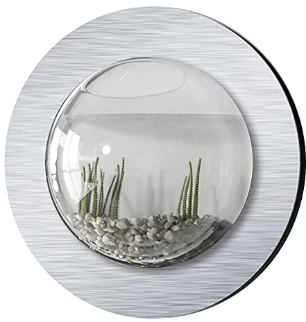 Fish Bubbles Brushed Aluminum Fish Bubble with Deluxe Wall Mounted Fish Tank