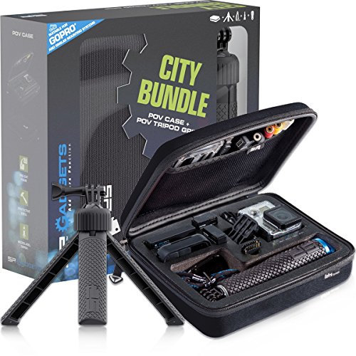 Sp Gadgets City Bundle - Maleta de protección y un trípode para Fijar GoPro, Negro