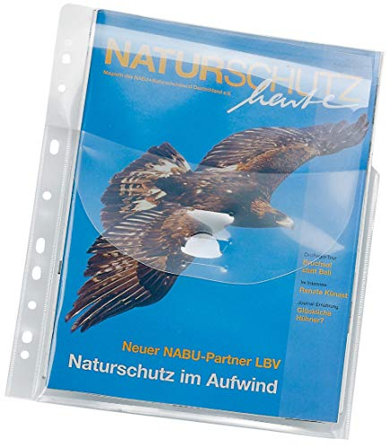 VELOFLEX 4320100 - Prospekthülle Jumbo, Faltentasche DIN A4, für bis zu 50 Blatt, mit Verschlussklappe, 10 Stück