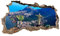 3D Wandtattoo Mauerloch Wandsticker Wandaufkleber Durchbruch Städte Landschaft Abenteuer selbstklebend H 60 x B 100 Schlafzimmer Wohnzimmer (WL12 Brasilien)