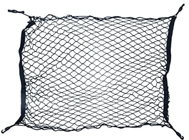 Connex Kofferraumnetz 70 x 90 cm - schwarz - mit 4 praktischen Karabinerhaken - Inklusive Elastikseil - Robustes Gewebe aus Polypropylen - UV-Beständig / Gepäcknetz zur Ladungssicherung / DY270639