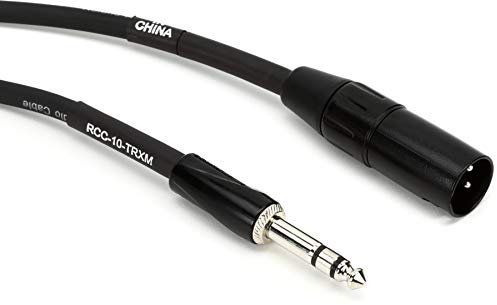 ROLAND Cable de interconexión serie negra, TRS de 1/4 pulgadas a XLR (macho), 10 pies