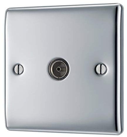 BG Electrical NPC60 Nexus Metal Polished Chrome Single Non-Isolated Co-Axial Socket by BG Electrical Nexus by BG Electrical