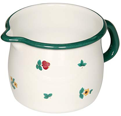 Riess 0093-049 Country-Gmundner-Jarra de Flores (10 cm de diámetro), Multicolor, Cerámica, Blanco