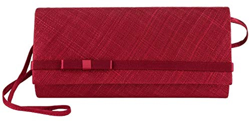Sac a Main Sinamay Clutch Seeberger sac pour l´ecole sac en paille (taille unique - rouge fonce)