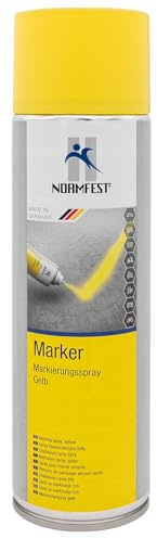 Normfest Markierungsspray Gelb 500 ml – Fluoreszierendes Baustellen Markierspray – 360° Ventil – Schnelltrocknend & wetterfest