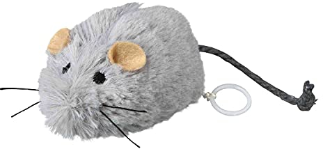 TRIXIE Zappelmaus zum Aufziehen - für Katzen - Plüschfell - spielanregende Katzenminze - grau - 8 cm - 4083