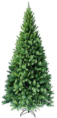 RS Trade HXT 1101 Slim Colorado-Mix 210 cm künstlicher PVC Weihnachtsbaum (extra schmal Ø ca. 104 cm) mit 872 Spitzen, Schnellaufbau Klappsystem, schwer entflammbar, Tannenbaum inkl. Metallständer