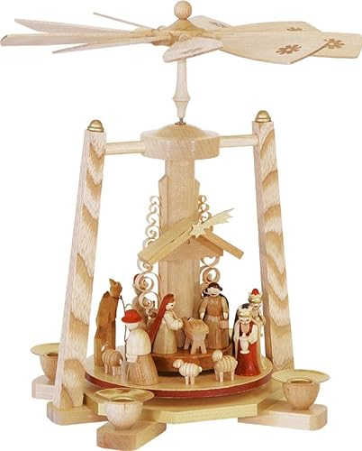 Weihnachtspyramide Erzgebirge Richard Glässer Seiffen Christi Geburt 1-stöckig Natur, 01623