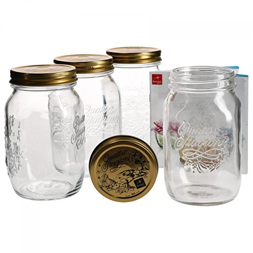 4er Set Einmachglas Original Quattro Stagioni 1,0L incl. Bormioli Rezeptheft