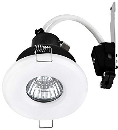 MiniSun | Shower/Soffit White Gloss Recessed Ceiling Downlights | Bath Recessed Lighting, Home Décor & Improvement Essential | Includes Bulb [6500K Cool White] | Mains Wired