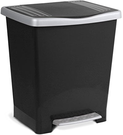 TATAY Pedal bin 23L capacity, black colour, and grey pedal and frame, modern and functional design. It has a frame to hold bags. Made of quality PP and free of BpA. Measures 33.5 x 30x39 cm