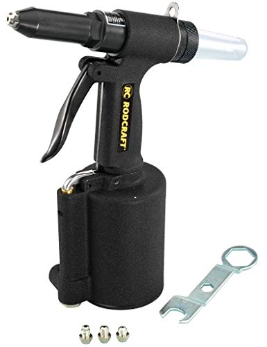 Rodcraft RC6700 Druckluft Nietpistole, Setzkraft 8,8 kN, für Standardnieten aus weichen Metallen wie Kupfer, Aluminium 2,4-5 mm, mit Sammelbehälter für abgerissene Nietdorne