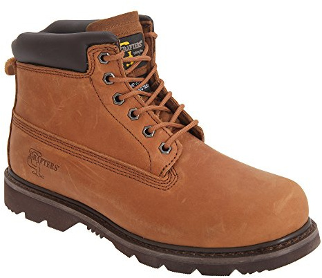 Grafters Mens 6 Eye Padded Leather Work Boots (8 UK) (Light Brown)