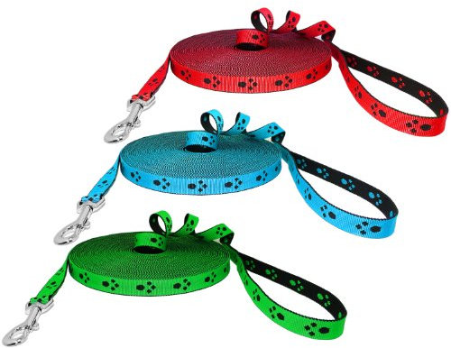 Robuste Schleppleine mit Pfoten 10m Rot/Schwarz