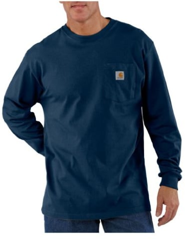 Carhartt Men's Solid Pocket Long Sleeve Work T-Shirt Navy Large